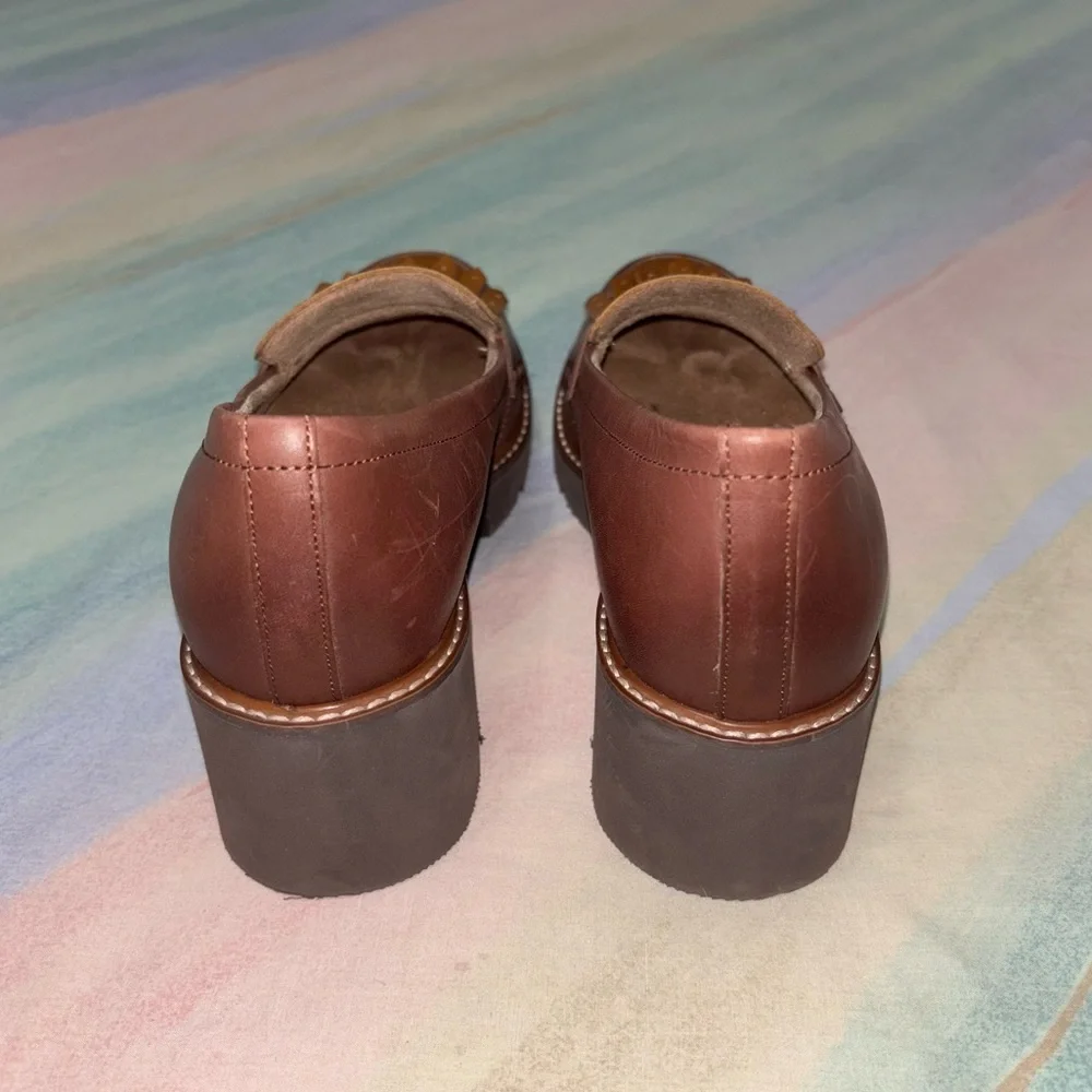 Naturalizer Womens Darcy Tassel Penny Loafer Size 8.5 Lug Leather Brown